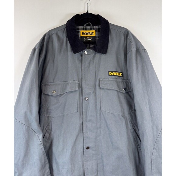 DEWALT Mens Jacket Gray Heated Barn Coat Full Zip Lined Flannel Work Size XL - Picture 7 of 11